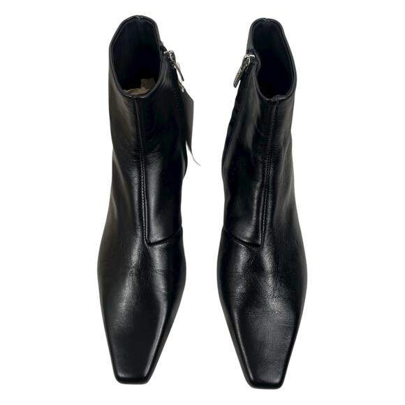 Mango MNG Square Toe Kitten Heel Leather Boots Black Size 39/ US 8.5 - Picture 6 of 13